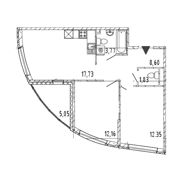 2-комнатная квартира 56.44 м², 19/23 эт., ЖК «Новые горизонты 2»